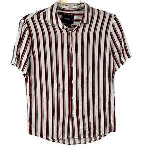 Denim & Flower Ricky Singe Striped Collared Button Down Shirt Medium